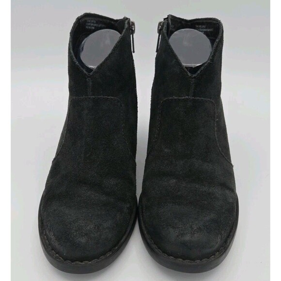 Born Womens Michel Boot Sz 8.5 Black Suede Distressed Western Bootie Block Heel - Picture 3 of 9